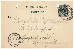 21.08.1898 Bahnpost Zug 104 Köln (Rhein) - Frankfurt (Main) Belle-Époque Imperial Germany 5 Pfennig Postcard - Cartoline