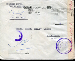 X0694 Iran,  Circued Cover From Tehran  To Switzerland 1944 Censured  (see 2 Scan) - Iran