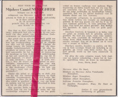 Devotie Doodsprentje Overlijden - Schepen Camiel Nemegheer Echtg Alice De Smet - Tielt 1899 - 1958 - Obituary Notices