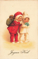 N°25175 - Clapsaddle - Joyeux Noël - Deux Enfants L'un Portant Dans Son Sac à Dos Un Petit Teckel - Altri & Non Classificati