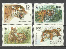 Russia 1993 Mi 343-346 MNH TIGERS WWF - Unused Stamps