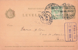 Hongrie Entier Postal Stationery Cachet 1906 + Timbre - Entiers Postaux