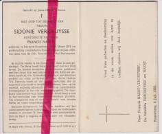 Devotie Doodsprentje Overlijden - Sidonie Vercruysse Echtg Francis Naert - Beveren Roeselare 1872 - 1950 - Obituary Notices