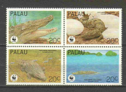 Palau 1994 Mi 690-693 In Block Of 4 MNH WWF ALIGATORS CROCODILES - Ongebruikt