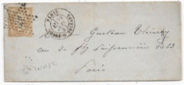 Lettre Locale De PARIS / GARE D'ORLEANS 1867 Timbre 10c Empire étoile 33 Bonne étoile - 1849-1876: Période Classique