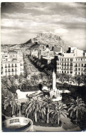 Postal De Alicante.  Plaza De Los Luceros Y Castillo De Santa Barbara. - Alicante