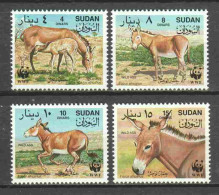 Sudan 1994 Mi 471-474 MNH DONKEYS WWF - Unused Stamps