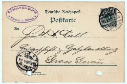 Deutsche Reichspost Postkarte 15 V 1898 Schönauer & Schwartz Kastel Am Rhein - Tarjetas