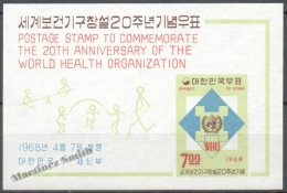 South Korea 1968 Yvert Block BF 151, 20th Anniversary Of The World Health Organization - Miniature Sheet - MNH - Corea Del Sur