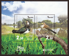 Bosnia And Herzegovina 2019 Europa CEPT National Birds Fauna Vanellus Vanellus Eremophila Alpestris, Block MNH - Bosnien-Herzegowina