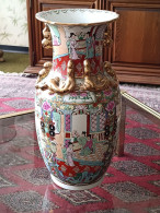 Vase Asiatique Peint à La Main, Céramique, Estampillé - Art Asiatique