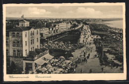 AK Warnemünde, Promenade Mit Hotel Pavillon Aus Der Vogelperspektive  - Other & Unclassified