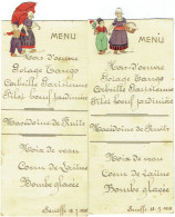 2x Menu Illustrateur. Hollandais En Sabots. Seneffe 1926. - Menükarten