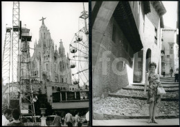 2 PHOTOS SET BARCELONA ESPANA SPAIN  1966 REAL ORIGINAL AMATEUR PHOTO FOTO PORTUGAL CF - Personnes Anonymes