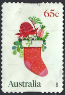 AUSTRALIA 2020 65c Multicoloured, Christmas-Christmas Stocking Die-Cut Self Adhesive FU - Used Stamps