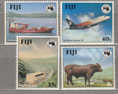 FIJI 1984 Ausipex Ship Airplane Animals MNH(**) Mi 508-511 #Fauna805 - Fidji (1970-...)