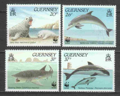 Guernsey 1990 Mi 497-500 MNH WWF FISH SEAL - Neufs