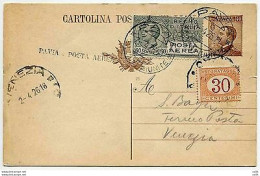 Pavia/Venezia Del 2.4.26-Cartolina Postale Inoltrata Con Il I°servizio Postale - Marcofilía