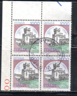 REPUBBLICA ITALY REPUBLIC 1980 1992 CASTELLI D'ITALIA CASTLES CASTELLO MONTAGNANA LIRE 1000 QUARTINA BLOCK USATO USED - 1971-80: Used