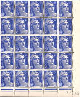 Bloc De 25 Timbres. MARIANNE DE GANDON - N° 720 Taille Douce 14x13 1/2 .NEUF ** - Unused Stamps