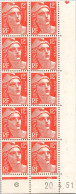 Bloc De 10 Timbres. MARIANNE DE GANDON - N° 885 Taille Douce 14x13 1/2 .NEUF ** - Unused Stamps