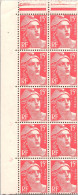 Bloc De 10 Timbres. MARIANNE DE GANDON - N° 813 Taille Douce 14x13 1/2 .NEUF ** - Unused Stamps