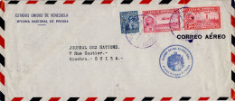 VENEZUELA 1941  AIRMAIL  LETTER SENT FROM CARACAS TO GENEVA - Venezuela