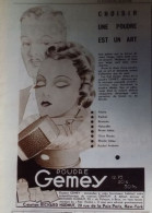 Publicité De Presse ; Poudre De Beauté Gemey - Art Déco - Publicités