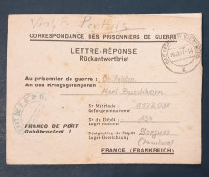 Carte-lettre Retour Vers Prisonnier De Guerre Allemand Dépôt 154 De SORGUES 16-12-1947 De Beber Zone Anglaise - Oorlog 1939-45