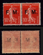 France - Franchise Militaire Paire Neuve** Du N°5 Semeuse Rouge 10c - Military Postage Stamps