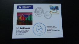 Premier Vol First Flight Trondheim Norway To Frankfurt Boeing 737 Lufthansa 2011 - Lettres & Documents