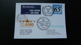 Premier Vol First Flight New York United Nations To Frankfurt Airbus A380 Lufthansa 2011 - Covers & Documents