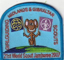 GIRLGUIDING SCOUTS  -  MIDLANDS & GIBRALTAR  - 21st WORLD SCOUT JAMBOREE 2007SCOUT, SCOUTISME, JAMBOREE  --  OLD PATCH - Movimiento Scout