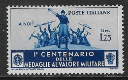 Italia Italy 1934 Regno Medaglie Valor Militare L1.25 Sa N.373 Nuovo MH * - Nuevos