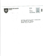 59 LILLE PAP Postréponse ECO- Ordre De Malte  Oeuvres Hospitalières Marianne L'engagée Gris- 404762 (1571) - PAP: Antwort/Marianne L'Engagée