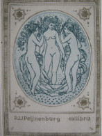 Exlibris Erotic Nude Bookplate Etching Radierung Erotisches Exlibris Tiefdruck Ank Spronk-Feenstra Drei Frauenakte - Ex-libris