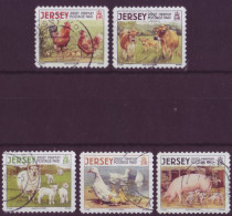 Europe - Jersey - Animaux De La Ferme - 5 Timbres Différents - 7555 - Jersey