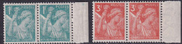 France Variétés  N°650 Et 655 Paires Bdf Filigrane Papier Japon Qualité:** Cote: - 1944 Hahn Und Marianne D'Alger