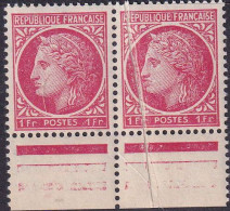 France Variétés  N°676 Impression Sur Raccord Tenant à Normal Qualité:** Cote: - Varieties: 1945-49 Mint/hinged