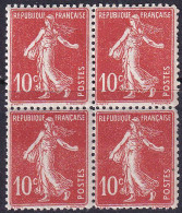 France Variétés  N°138n Faux De Turin Bloc De 4 Qualité:** Cote:80 - 1906-38 Sower - Cameo