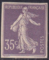 France Variétés  N°136b 35c Semeuse Violet Non Dentelé(signé Brun) Qualité:** Cote:500 - 1906-38 Säerin, Untergrund Glatt