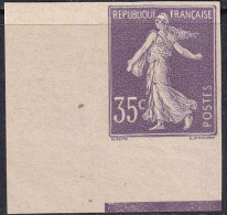France Variétés  N°136b 35c Semeuse Violet Non Dentelé Cdf(signé Brun) Qualité:** Cote:500 - 1906-38 Säerin, Untergrund Glatt
