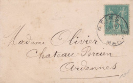 LSC Sge 5c Reims  Pour  Chateau Porcien 1904  Mignonette - Cartes Postales Types Et TSC (avant 1995)