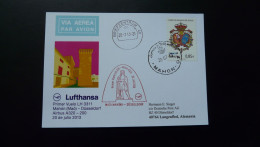 Premier Vol First Flight Mahon Spain To Dusseldorf Airbus A320 Lufthansa 2013 - Lettres & Documents