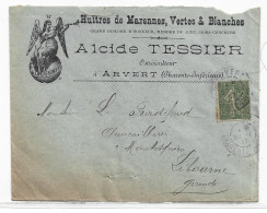 1917 Enveloppe Affr. 15 C Semeuse Lignée Oblit. De ARVERT ( Charente Inferieure ) - Huitres ALCIDE TESSIER Ostreiculteur - 1877-1920: Semi-Moderne