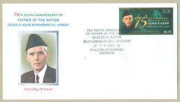PAKISTAN 2023 MNH FDC 75th DEATH ANNIVERSARY OF QUAID E AZAM JINNAH FOUNDER FIRST DAY COVER - Pakistán
