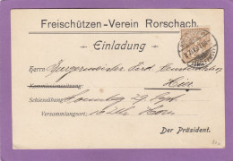 FREISCHÜTZEN VEREIN RORSCHACH.ORTSKARTE 1907. - Cartas & Documentos