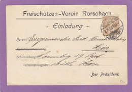 FREISCHÜTZEN VEREIN RORSCHACH.ORTSKARTE 1907. - Brieven En Documenten