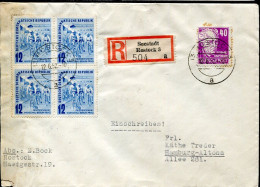 X0708 Germany Ddr,  Cover Circuled Registered 1952 With Bloc Of 4  Cycling  Cyclisme Radfahren Stamps - Cyclisme