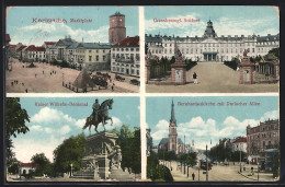 AK Karlsruhe, Marktplatz, Grossherzogl. Schloss, Bernharduskirche Und Durlacher-Allee  - Karlsruhe